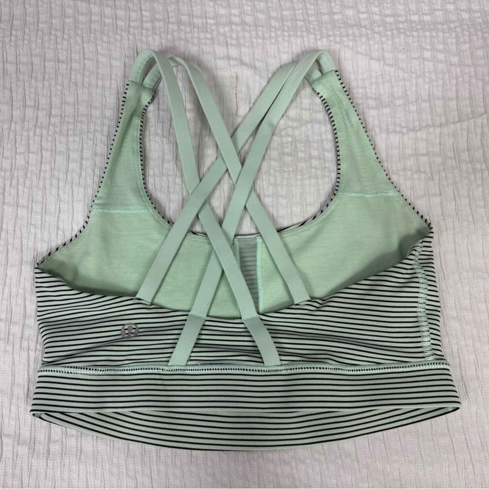 lululemon athletica Striped Sports Bra - Mint and Black - Picture 2 of 6